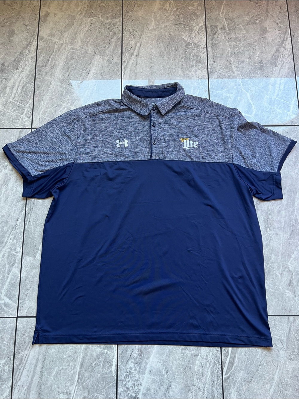 Under Armour Mens Navy/Gray HeatGear Loose Fit Performance Miller Light Polo 2XL